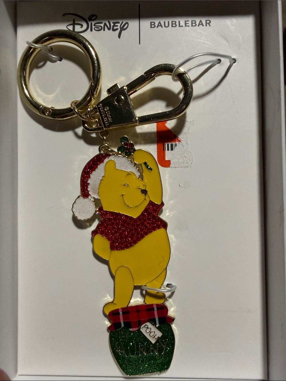 Disney x BaubleBar Winnie the Pooh Holiday Bag Charm Keychain NWT